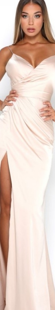 PORTIA & SCARLETT THE STEPHANIE GOWN IN SHINY CHAMPAGNE